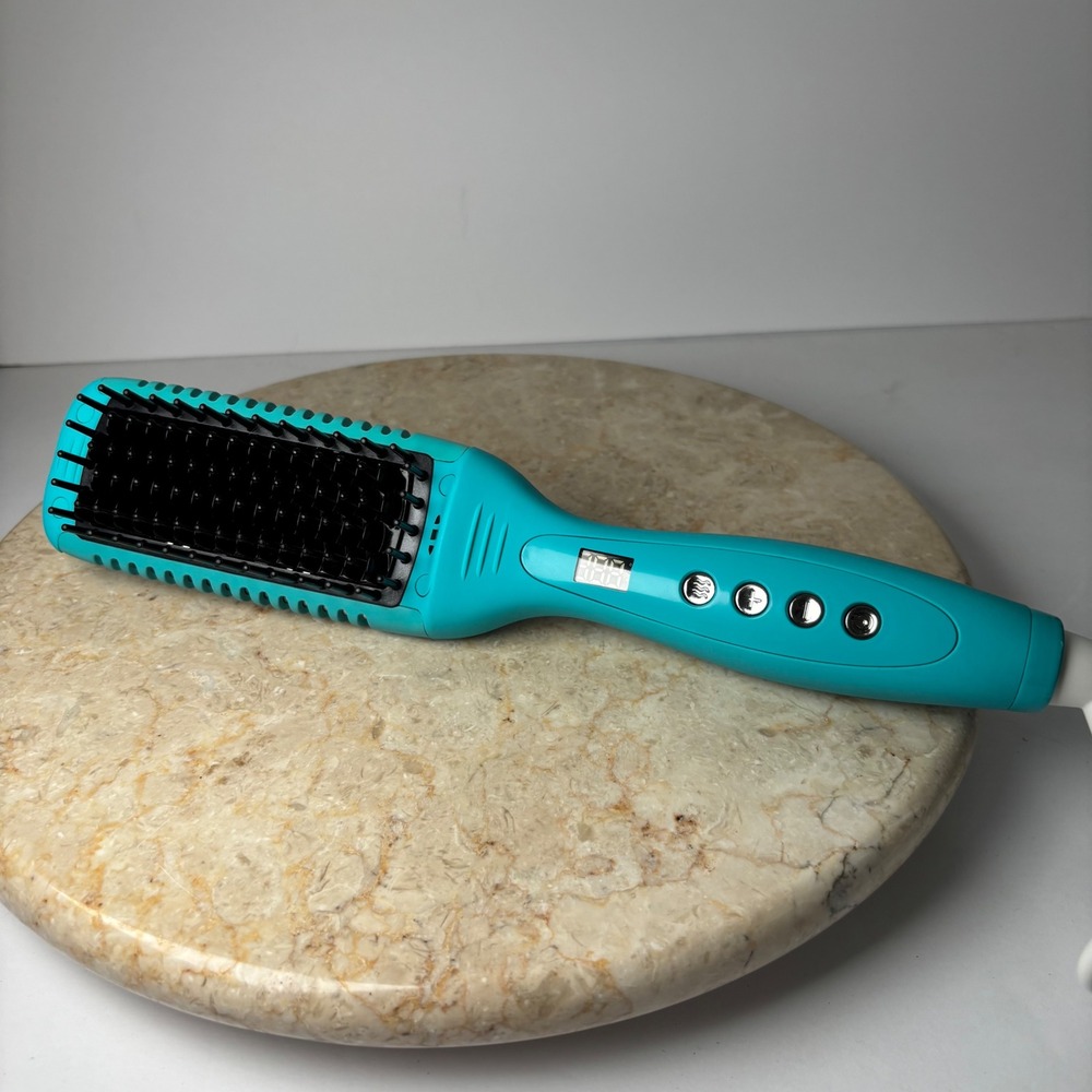Moroccanoil Heated Smoothing Brush HT018X Teal Ceramic Ionic‎ Hair Straightener